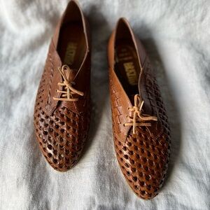 VINTAGE Brazilia Leather Woven Oxfords Size 8